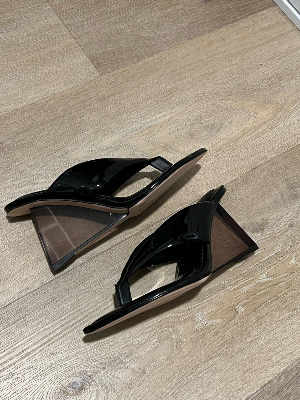 NIB Good American Cinder-f*cking-rella Black Patent Wedge - Picture 2 of 7